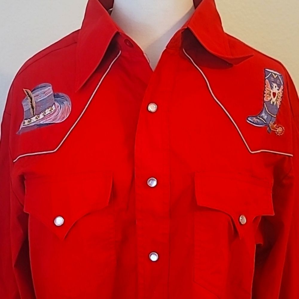 - Rocking K Ranchwear Embroidered Pearl Snap Shirt large